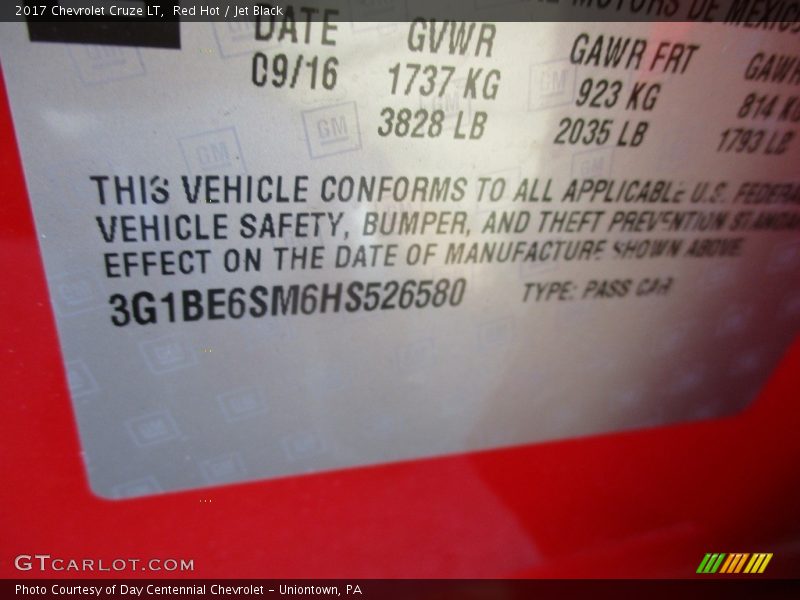 Red Hot / Jet Black 2017 Chevrolet Cruze LT