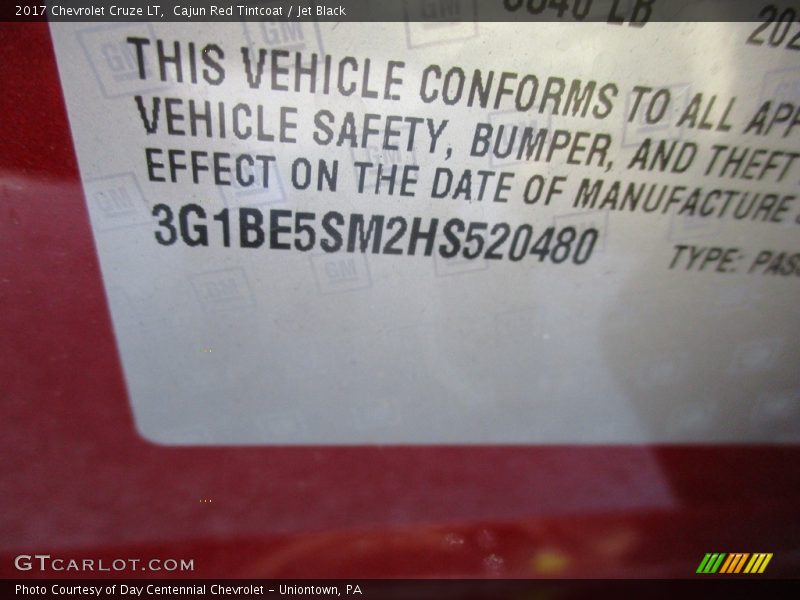 Cajun Red Tintcoat / Jet Black 2017 Chevrolet Cruze LT