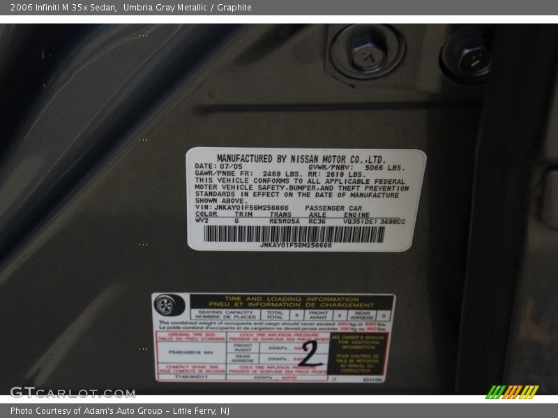 Umbria Gray Metallic / Graphite 2006 Infiniti M 35x Sedan