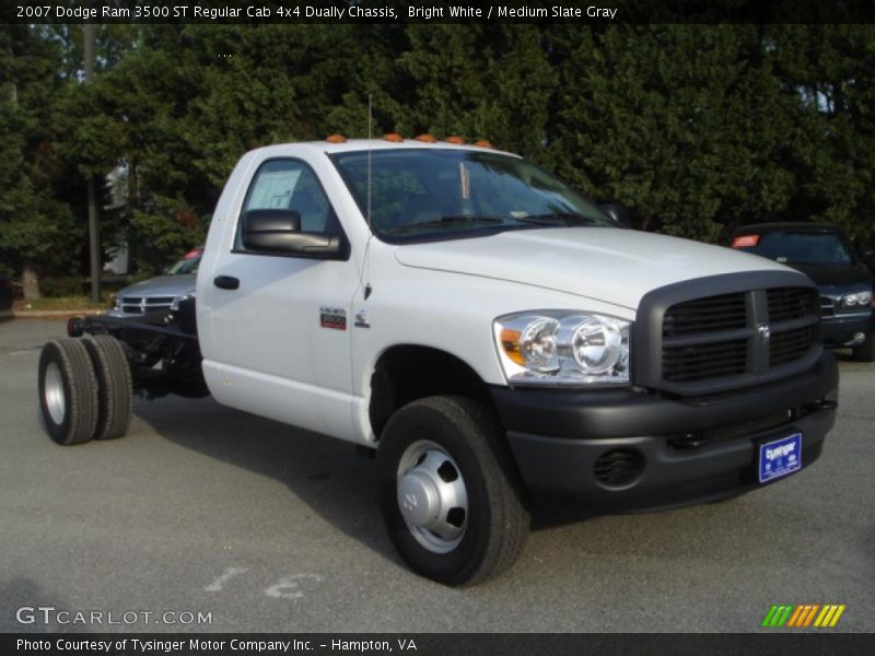 Bright White / Medium Slate Gray 2007 Dodge Ram 3500 ST Regular Cab 4x4 Dually Chassis
