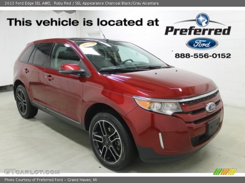 Ruby Red / SEL Appearance Charcoal Black/Gray Alcantara 2013 Ford Edge SEL AWD