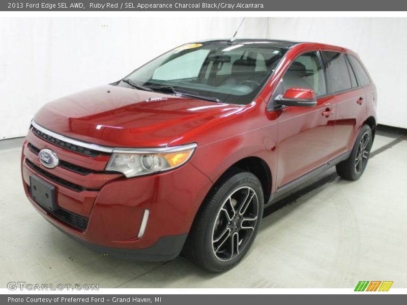 Ruby Red / SEL Appearance Charcoal Black/Gray Alcantara 2013 Ford Edge SEL AWD