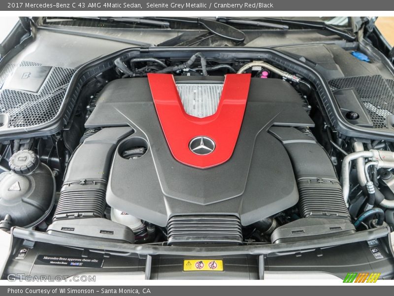 Selenite Grey Metallic / Cranberry Red/Black 2017 Mercedes-Benz C 43 AMG 4Matic Sedan