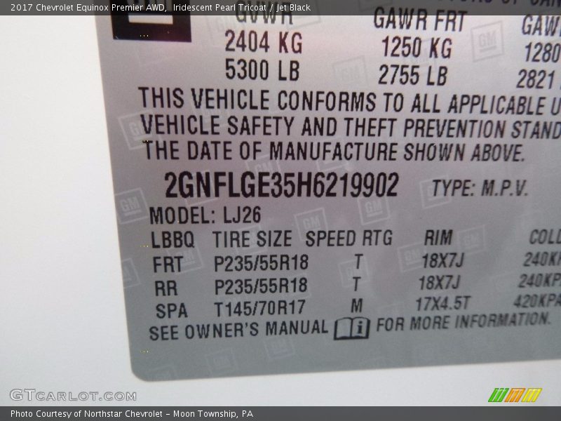 Iridescent Pearl Tricoat / Jet Black 2017 Chevrolet Equinox Premier AWD