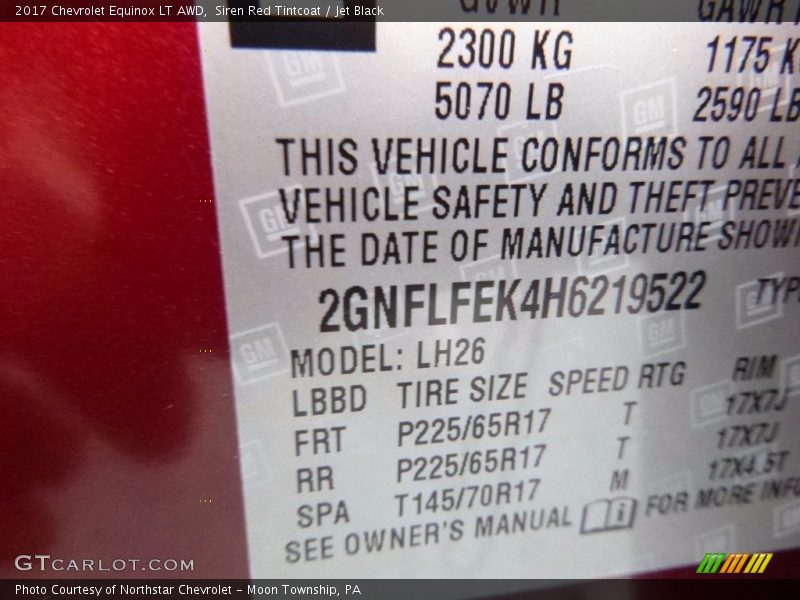 Siren Red Tintcoat / Jet Black 2017 Chevrolet Equinox LT AWD