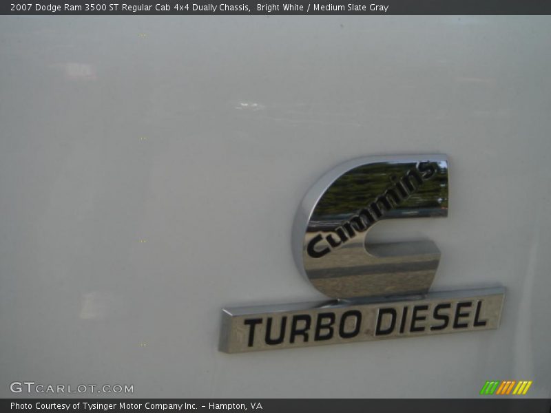 Bright White / Medium Slate Gray 2007 Dodge Ram 3500 ST Regular Cab 4x4 Dually Chassis