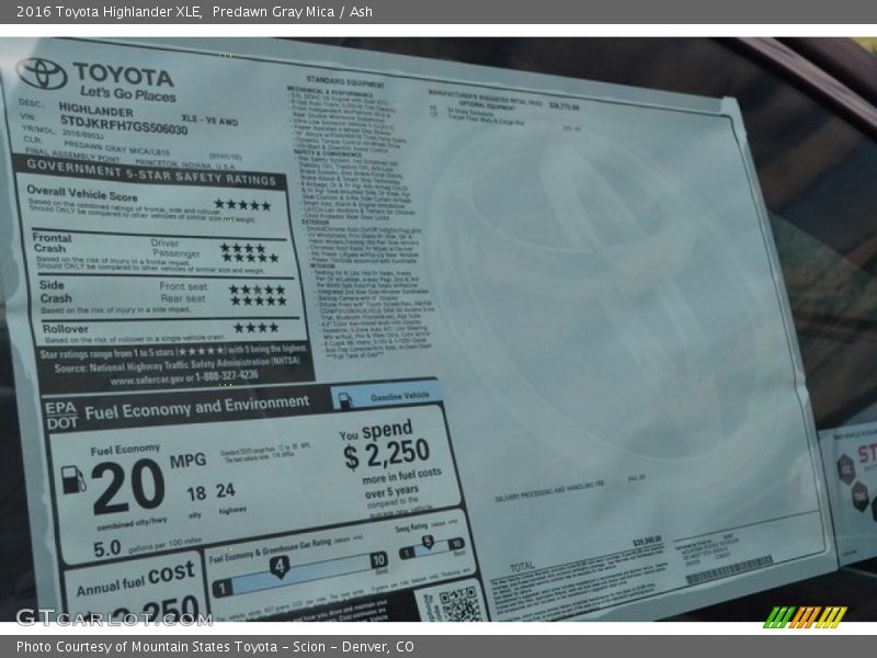 Predawn Gray Mica / Ash 2016 Toyota Highlander XLE