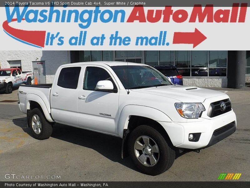 Super White / Graphite 2014 Toyota Tacoma V6 TRD Sport Double Cab 4x4