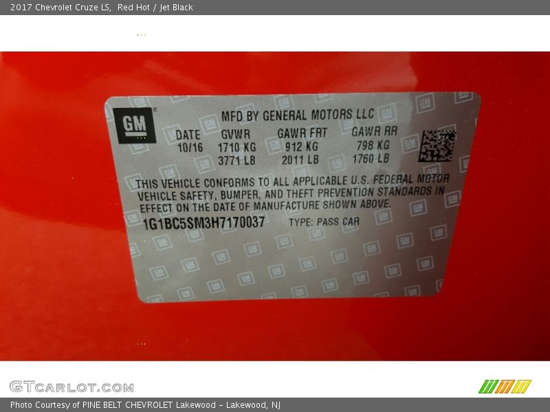 Red Hot / Jet Black 2017 Chevrolet Cruze LS