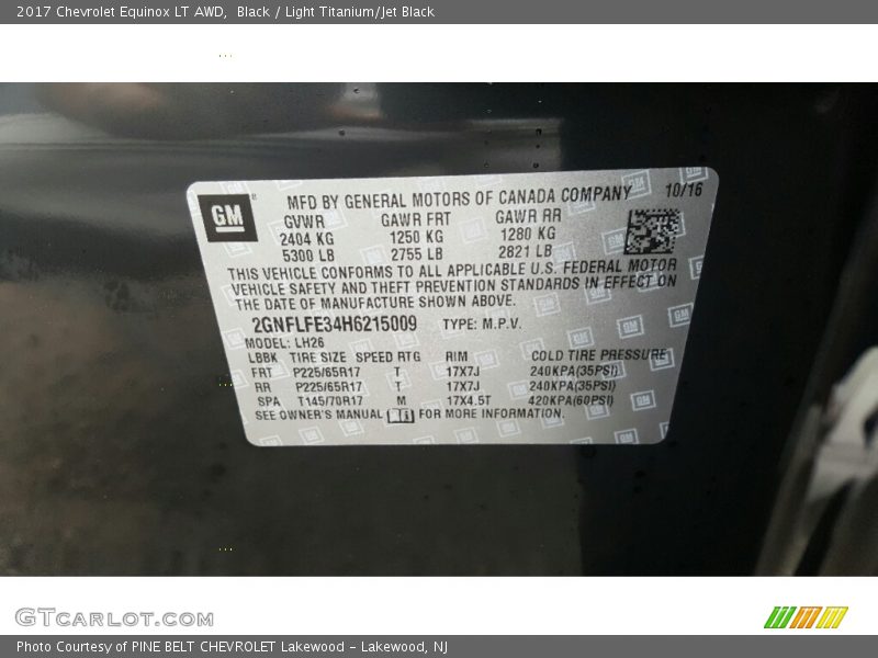 Black / Light Titanium/Jet Black 2017 Chevrolet Equinox LT AWD
