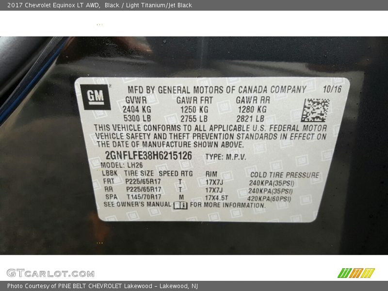 Black / Light Titanium/Jet Black 2017 Chevrolet Equinox LT AWD