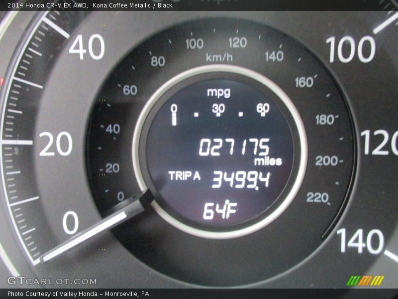 Kona Coffee Metallic / Black 2014 Honda CR-V EX AWD