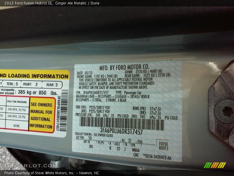 Ginger Ale Metallic / Dune 2013 Ford Fusion Hybrid SE