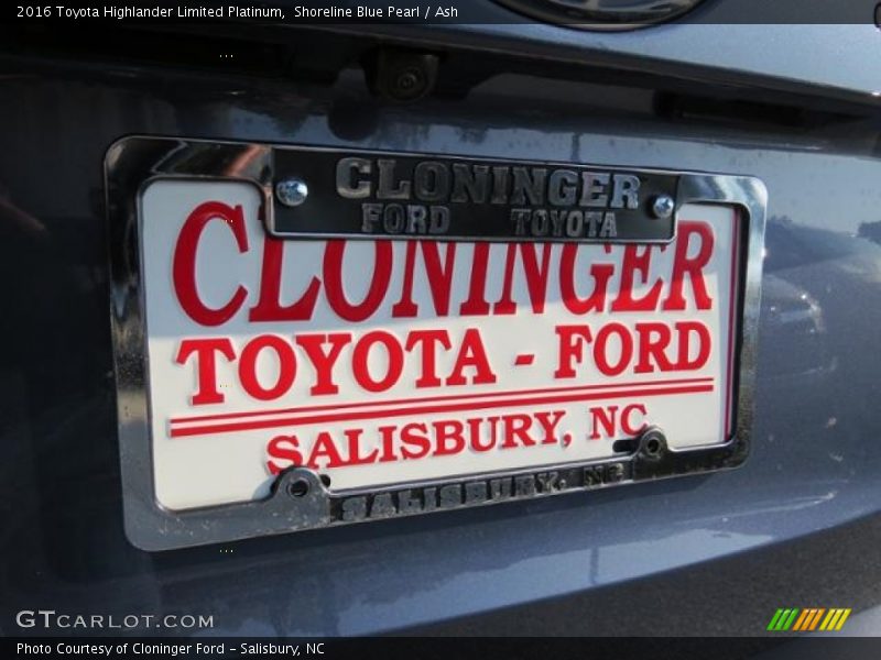 Shoreline Blue Pearl / Ash 2016 Toyota Highlander Limited Platinum