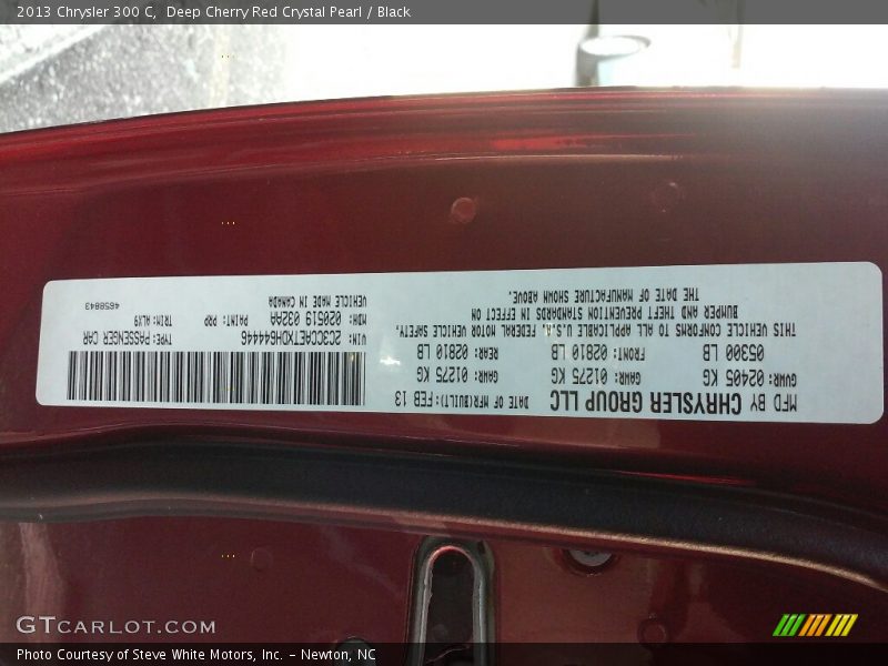 Deep Cherry Red Crystal Pearl / Black 2013 Chrysler 300 C