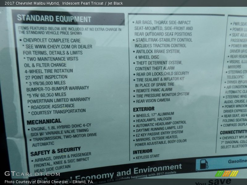 Iridescent Pearl Tricoat / Jet Black 2017 Chevrolet Malibu Hybrid