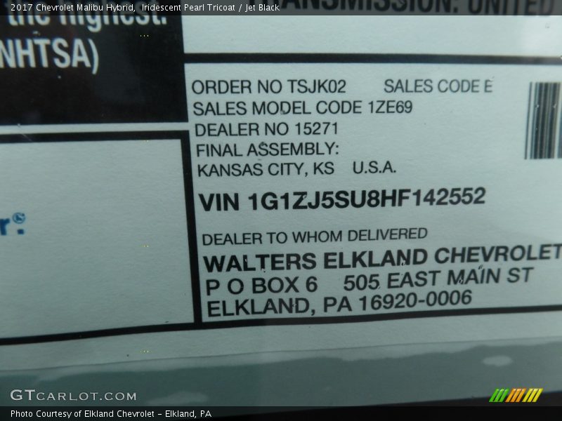 Iridescent Pearl Tricoat / Jet Black 2017 Chevrolet Malibu Hybrid