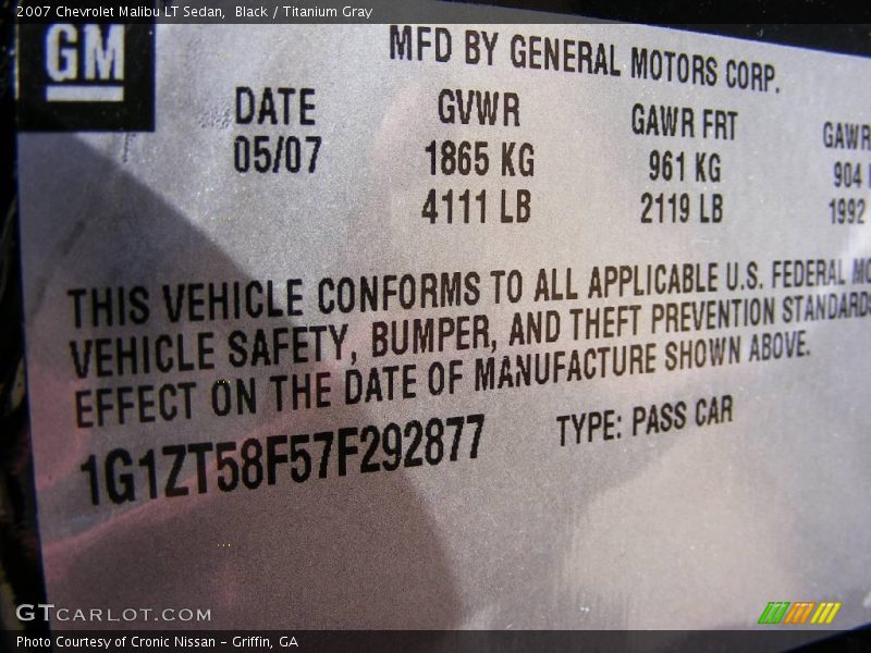 Black / Titanium Gray 2007 Chevrolet Malibu LT Sedan