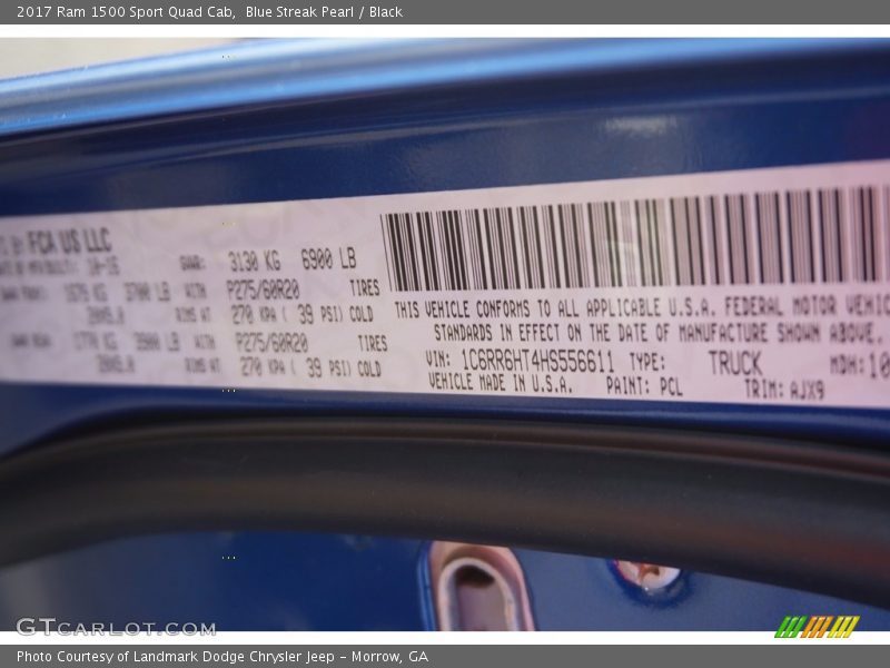 2017 1500 Sport Quad Cab Blue Streak Pearl Color Code PCL