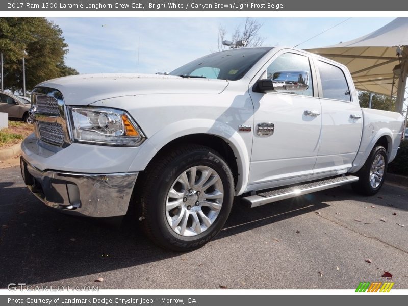 Bright White / Canyon Brown/Light Frost Beige 2017 Ram 1500 Laramie Longhorn Crew Cab