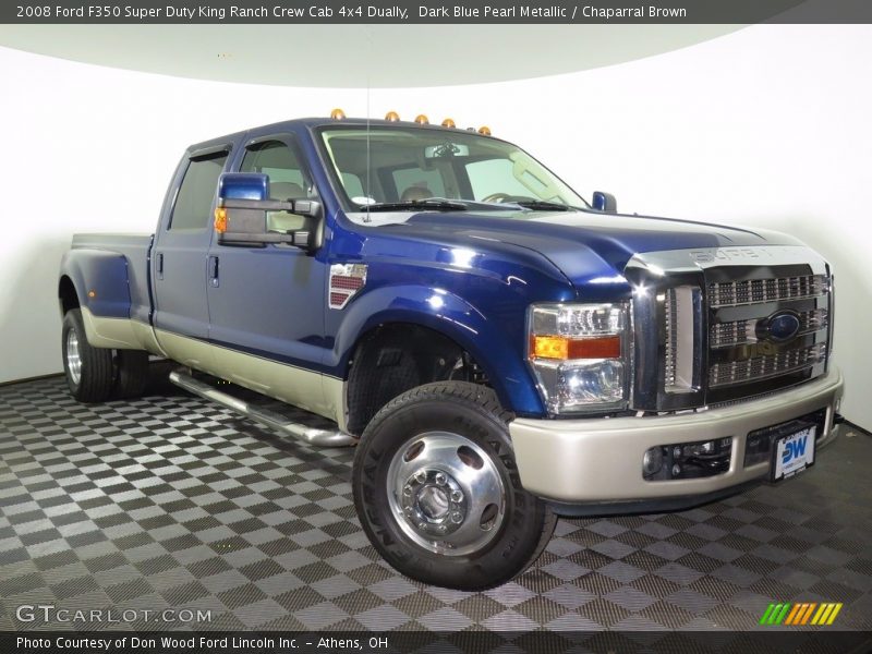 Dark Blue Pearl Metallic / Chaparral Brown 2008 Ford F350 Super Duty King Ranch Crew Cab 4x4 Dually