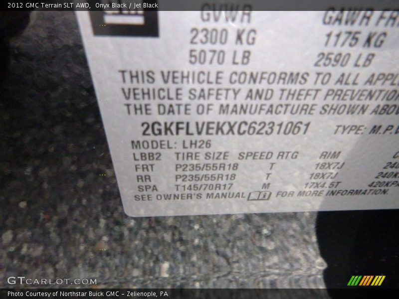 Onyx Black / Jet Black 2012 GMC Terrain SLT AWD