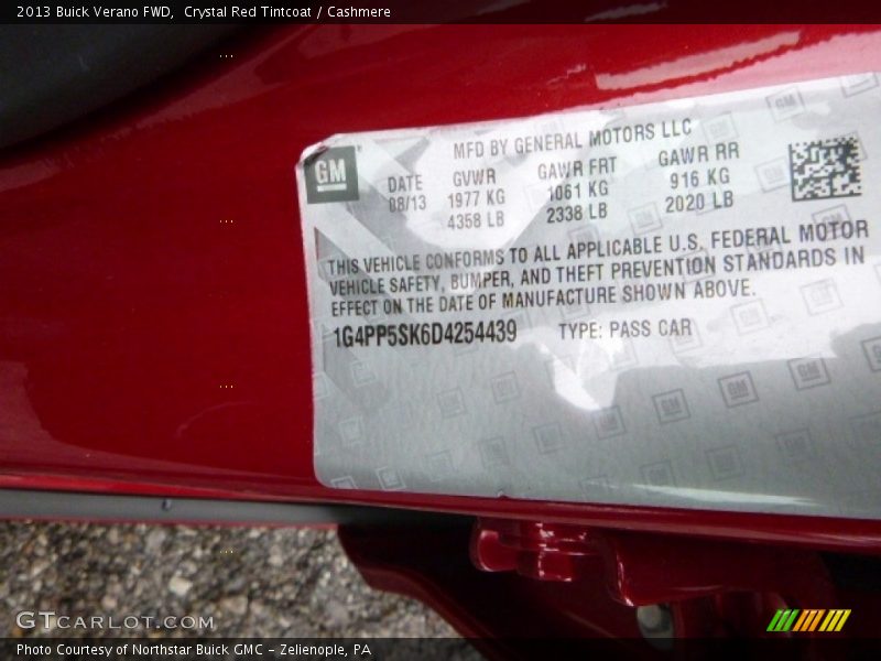 Crystal Red Tintcoat / Cashmere 2013 Buick Verano FWD