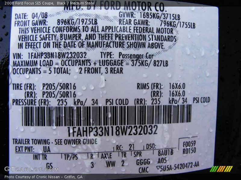 Black / Medium Stone 2008 Ford Focus SES Coupe