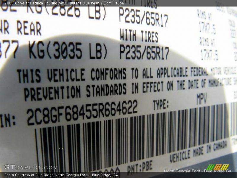 Butane Blue Pearl / Light Taupe 2005 Chrysler Pacifica Touring AWD