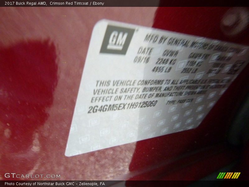 Crimson Red Tintcoat / Ebony 2017 Buick Regal AWD