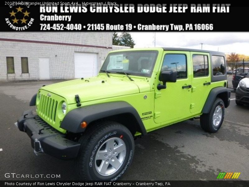 Hypergreen / Black 2017 Jeep Wrangler Unlimited Sport 4x4