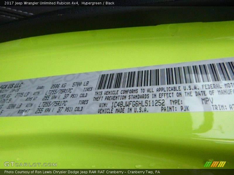 Hypergreen / Black 2017 Jeep Wrangler Unlimited Rubicon 4x4