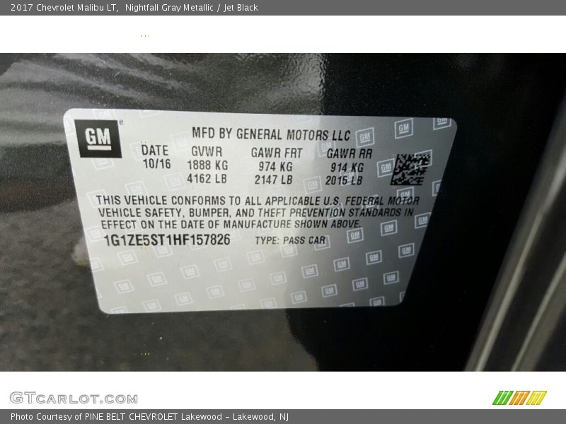 Nightfall Gray Metallic / Jet Black 2017 Chevrolet Malibu LT