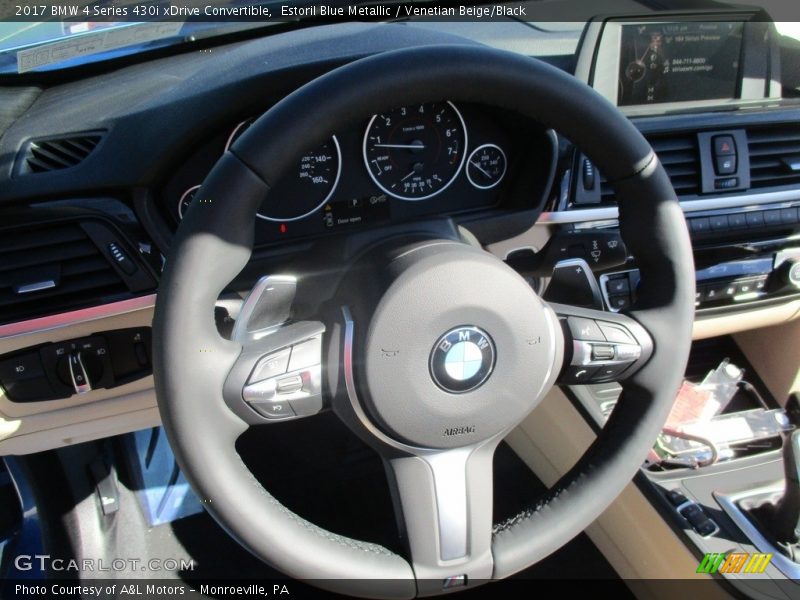 Estoril Blue Metallic / Venetian Beige/Black 2017 BMW 4 Series 430i xDrive Convertible