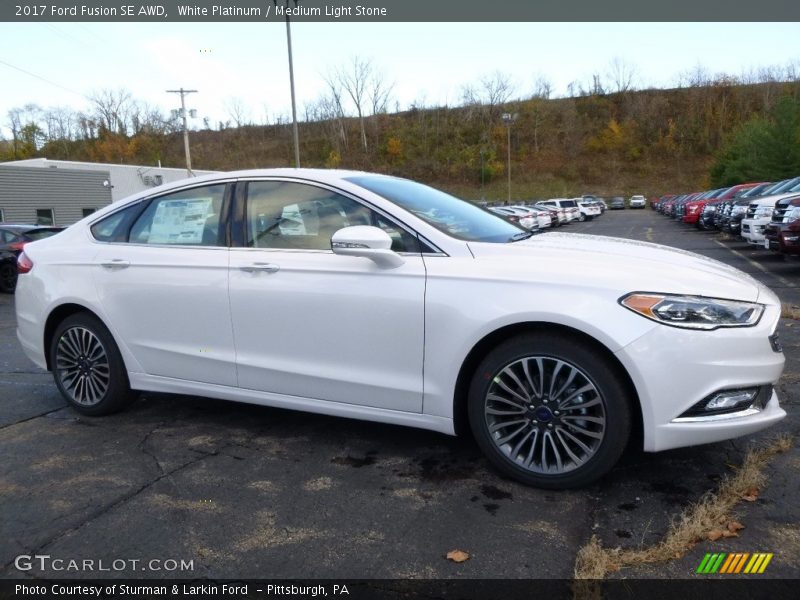 White Platinum / Medium Light Stone 2017 Ford Fusion SE AWD