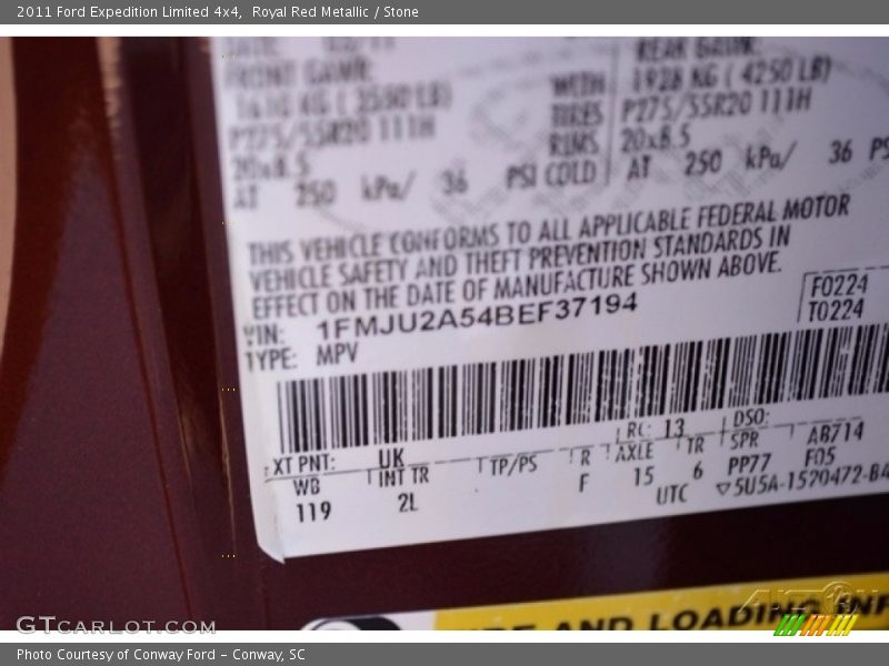 Royal Red Metallic / Stone 2011 Ford Expedition Limited 4x4