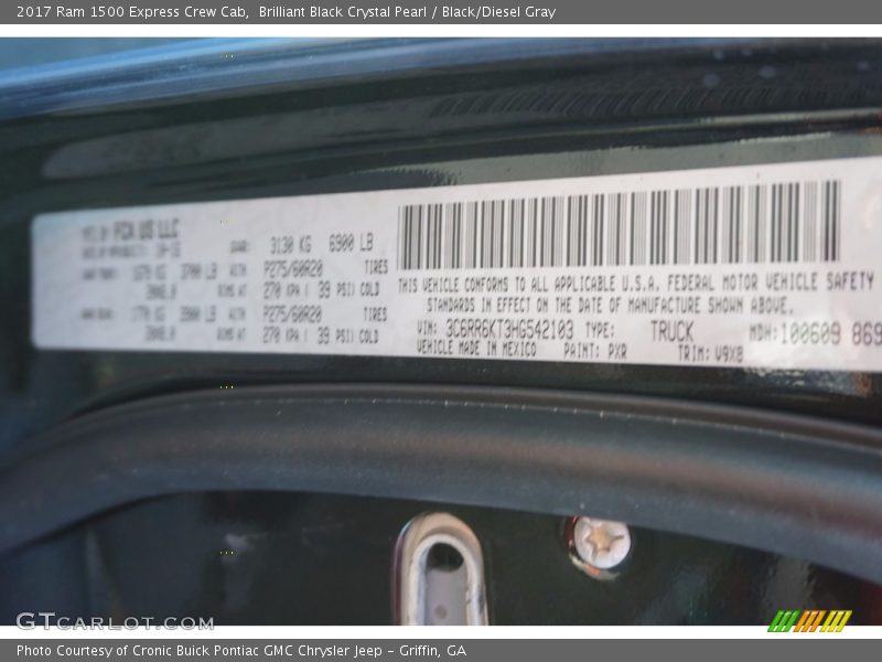 Brilliant Black Crystal Pearl / Black/Diesel Gray 2017 Ram 1500 Express Crew Cab
