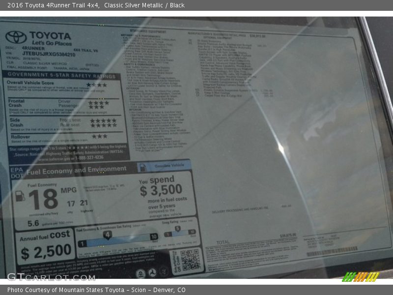 Classic Silver Metallic / Black 2016 Toyota 4Runner Trail 4x4