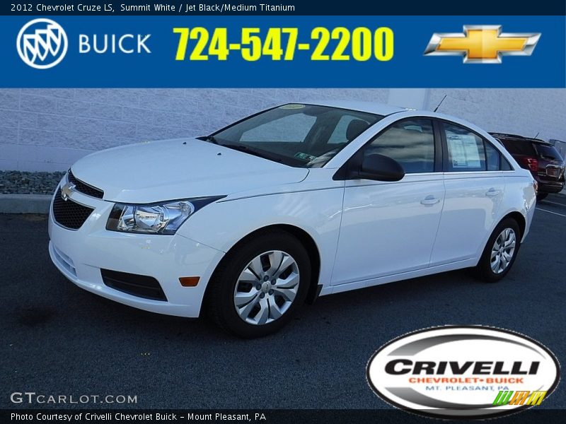 Summit White / Jet Black/Medium Titanium 2012 Chevrolet Cruze LS