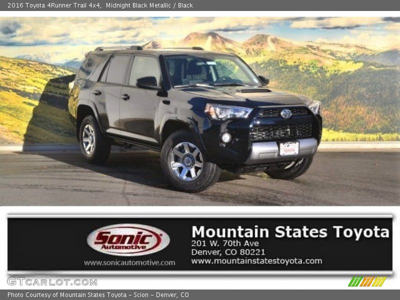 Midnight Black Metallic / Black 2016 Toyota 4Runner Trail 4x4
