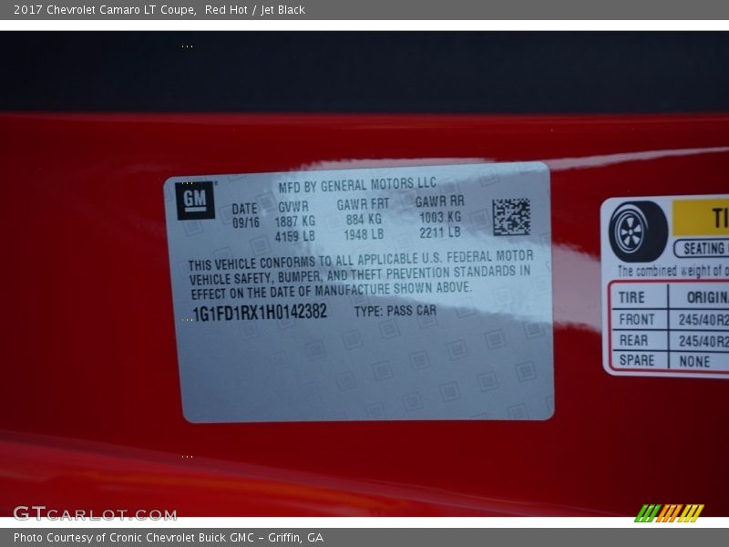Red Hot / Jet Black 2017 Chevrolet Camaro LT Coupe
