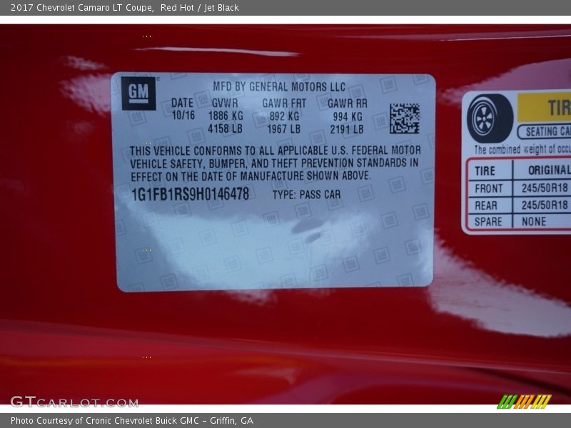 Red Hot / Jet Black 2017 Chevrolet Camaro LT Coupe