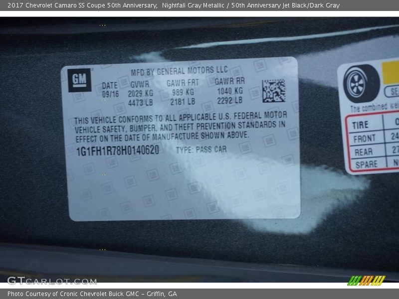 Nightfall Gray Metallic / 50th Anniversary Jet Black/Dark Gray 2017 Chevrolet Camaro SS Coupe 50th Anniversary