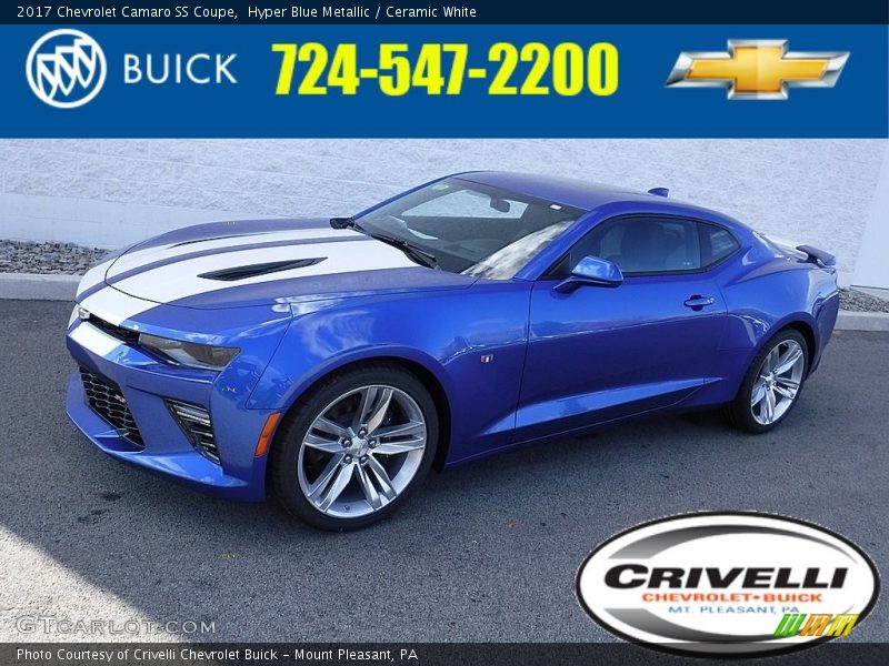 Hyper Blue Metallic / Ceramic White 2017 Chevrolet Camaro SS Coupe