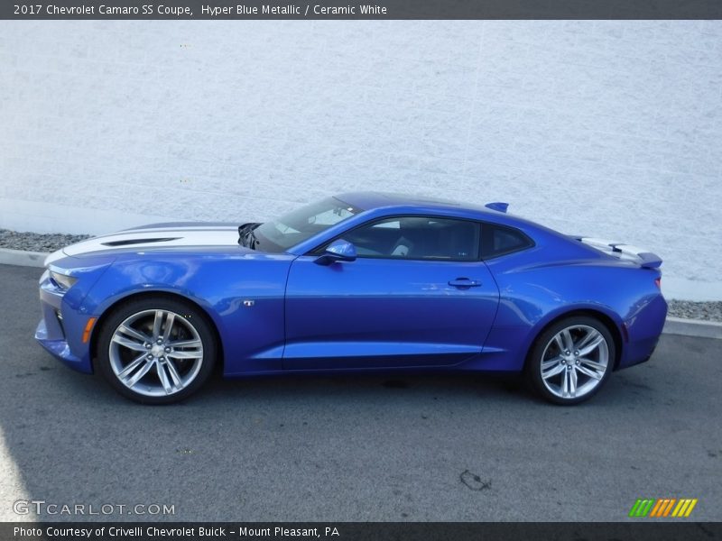 Hyper Blue Metallic / Ceramic White 2017 Chevrolet Camaro SS Coupe