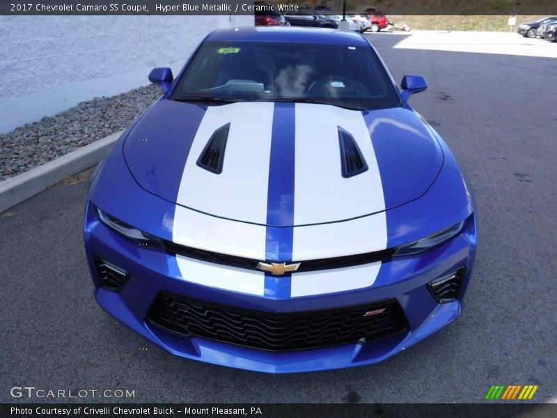 Hyper Blue Metallic / Ceramic White 2017 Chevrolet Camaro SS Coupe