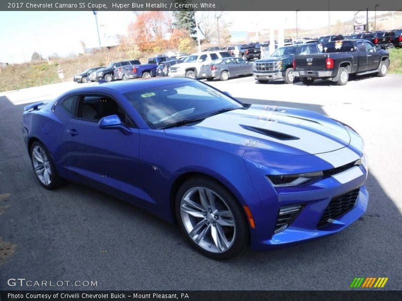 Hyper Blue Metallic / Ceramic White 2017 Chevrolet Camaro SS Coupe