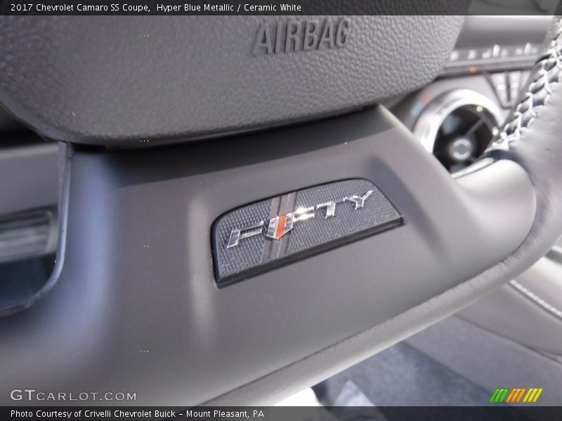 Hyper Blue Metallic / Ceramic White 2017 Chevrolet Camaro SS Coupe