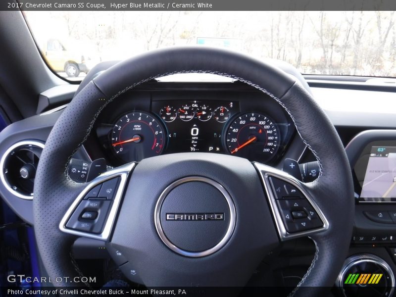 Hyper Blue Metallic / Ceramic White 2017 Chevrolet Camaro SS Coupe