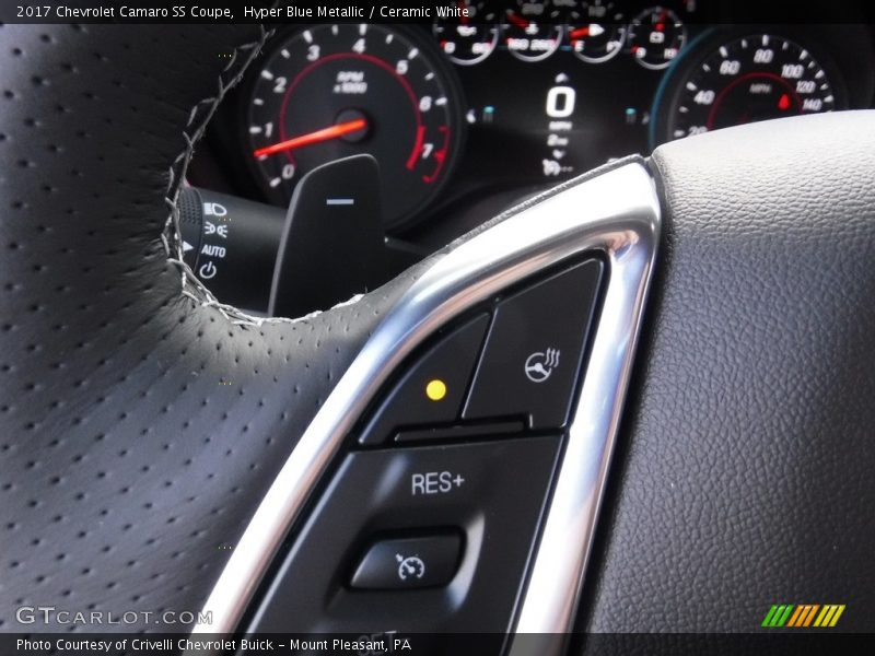 Hyper Blue Metallic / Ceramic White 2017 Chevrolet Camaro SS Coupe